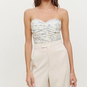 Reformation Fennel Linen Top | Size 2 | Color: Laurel